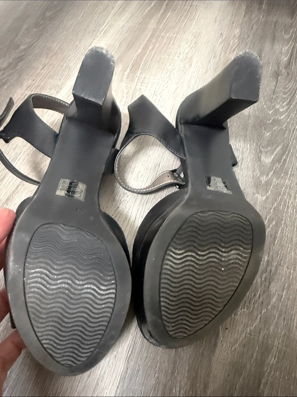 Moda Spana Black Leather Open-Toe Slingback Heels 8.5